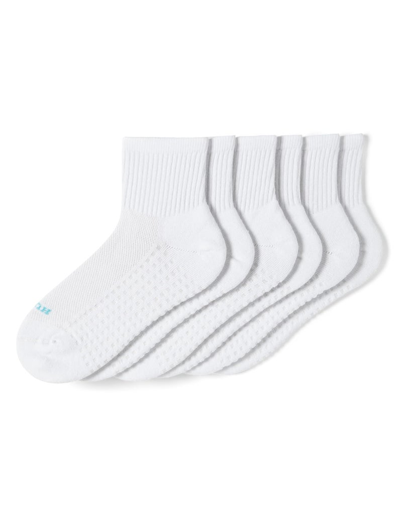 HUE womens Hue Women's Air Cushion Mini Crew Sport Socks, 3 Pair Pack casual socks, White, One Size US - Image 2