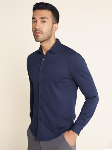 DAMENSCH Constant Cotton Thermoregulating Pique Full Shirts-Pack of 1-True Navy-X-Large - Image 5