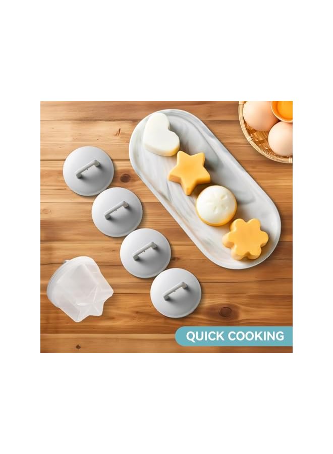 S-TOP 4 Pack Cute Egg Molds for Boiling, Cartoon Rice Mold & Egg Shaper for Kids, Includes Fish, Car, Star & Heart Shapes with Oil Brush for Fun Breakfasts - Image 4