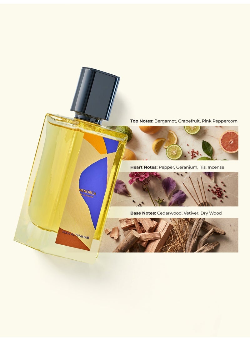 ماء الذهب ماء  الذهب | مينوركا | أو دو بارفان | عطر رجالي ثابت يدوم طويلاً وبرائحة راقية | 75 مل | للرجال الذين يجسدون روح المغامرة والأناقة - Image 3
