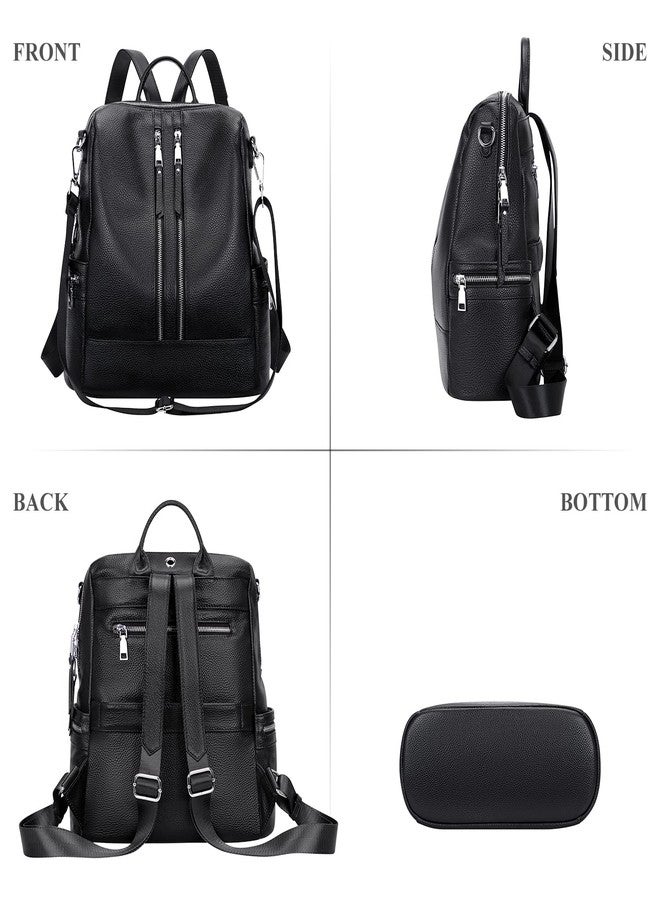 ALTOSY Genuine Leather Backpack Purse for Women Convertible Shoulder Bag Crossbody Bag Elegant Casual Daypacks (S77 Black) - Image 4