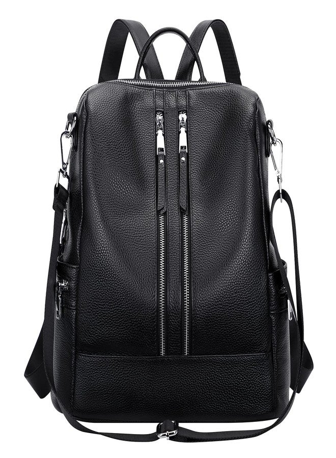 ALTOSY Genuine Leather Backpack Purse for Women Convertible Shoulder Bag Crossbody Bag Elegant Casual Daypacks (S77 Black) - Image 2