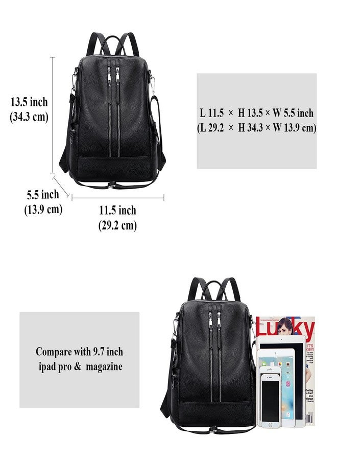ALTOSY Genuine Leather Backpack Purse for Women Convertible Shoulder Bag Crossbody Bag Elegant Casual Daypacks (S77 Black) - Image 5
