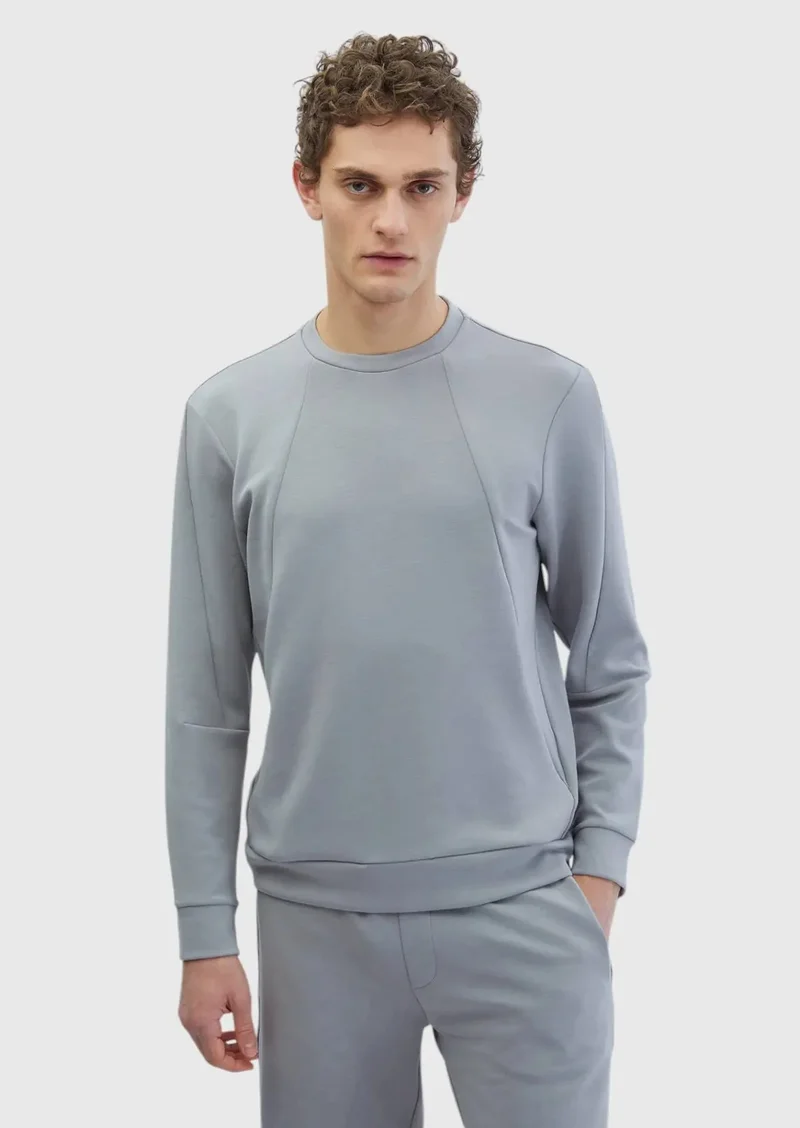 RAMSEY Light Grey Crew Neck Plain Sweatshirt