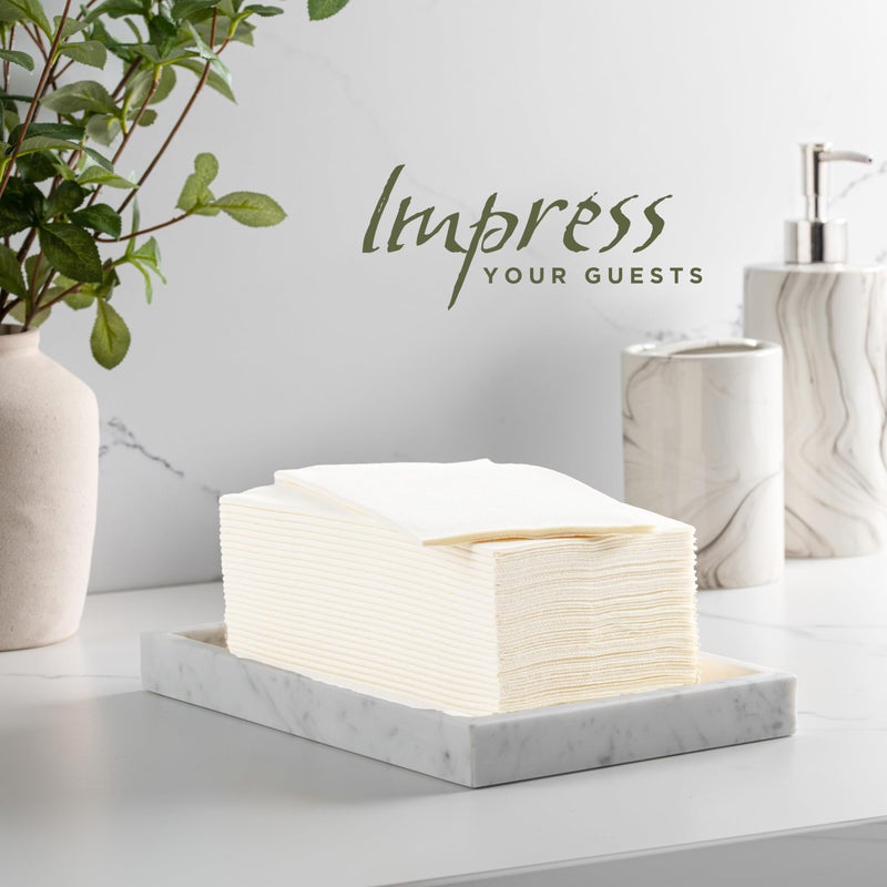 ESKAY PRODUCTS White Linen-Feel Dinner Paper Napkins  For Dinners Parties Hand Towels and Catering Supplies  Disposable and Fully Biodegradable Airlaid Napkins  1/8 Folded 60 Pack - Image 1
