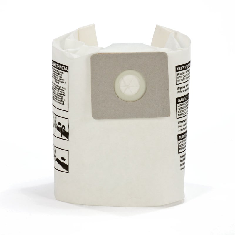 SHOPVAC Shop-Vac 9066833 Disposable Filter Bags, Fits 2-2.5 Gallon Tanks, White Paper Material, Designed for Dry Debris Collection, (3-Pack) - Image 1