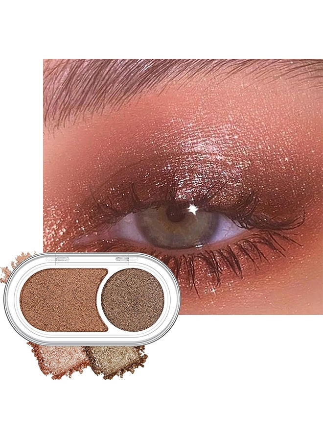 SHCOETY Eyeshadow Color Collision Two-Tone Palette  - Bronze & Copper Shades Shimmer Glitter Eye Shadow Makeup Palette, Long Lasting Waterproof Blendable Crease & Smudge Proof Golden Galaxy Christmas Makeup #03 - Image 1