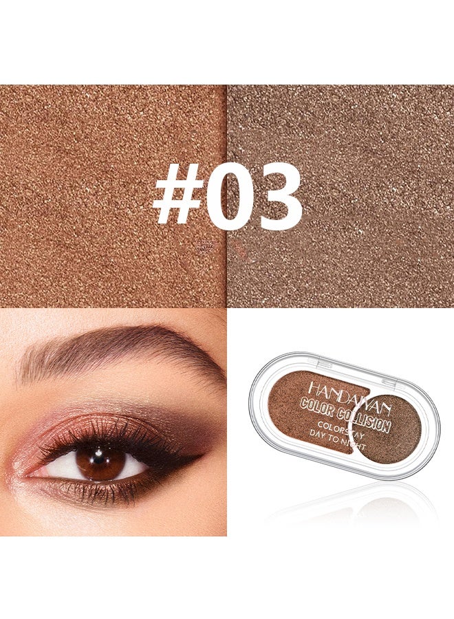 SHCOETY Eyeshadow Color Collision Two-Tone Palette  - Bronze & Copper Shades Shimmer Glitter Eye Shadow Makeup Palette, Long Lasting Waterproof Blendable Crease & Smudge Proof Golden Galaxy Christmas Makeup #03 - Image 2