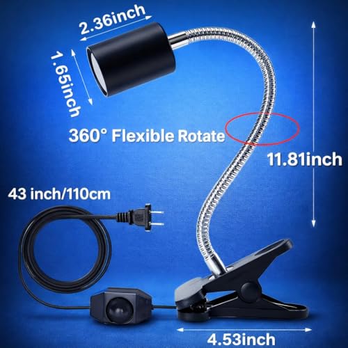 rizopets Reptile Heat Lamps, UVA/UVB Turtle Lamp with Holder, 360° Rotatable Basking Lamp for Turtle, Lizard & Aquatic Plants (Holder + 50W UV Bulb) - Image 3