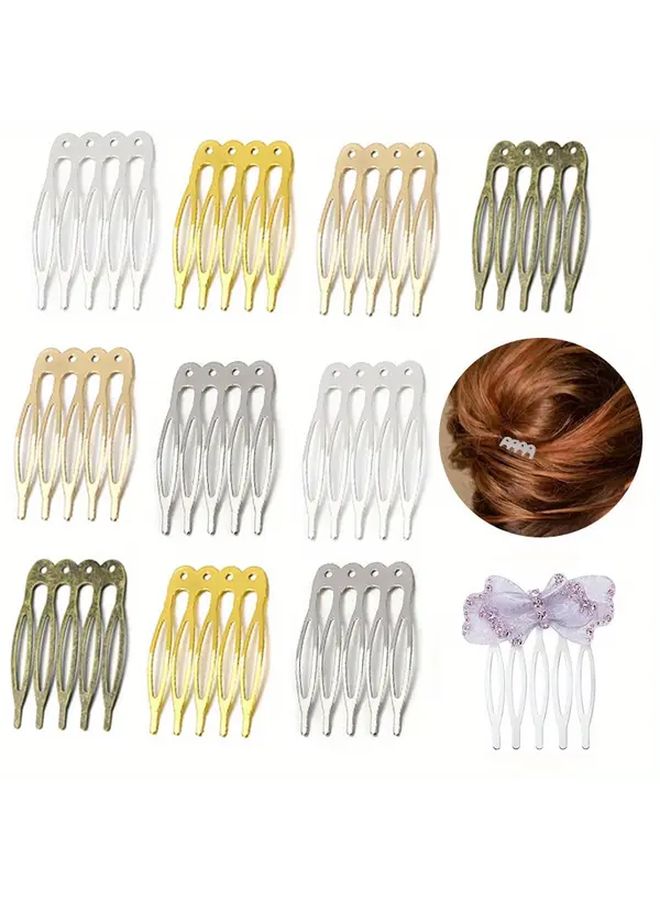 10pcs Golden Metal Hair Combs With 5 Teeth Hole Design For Detangling Braids DIY - Image 1