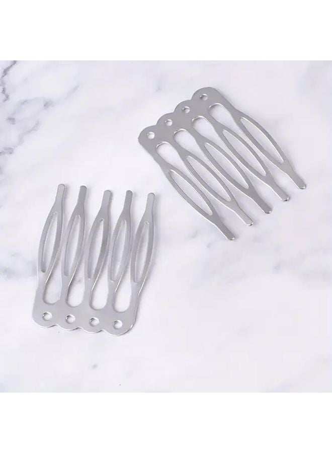 10pcs Golden Metal Hair Combs With 5 Teeth Hole Design For Detangling Braids DIY - Image 5