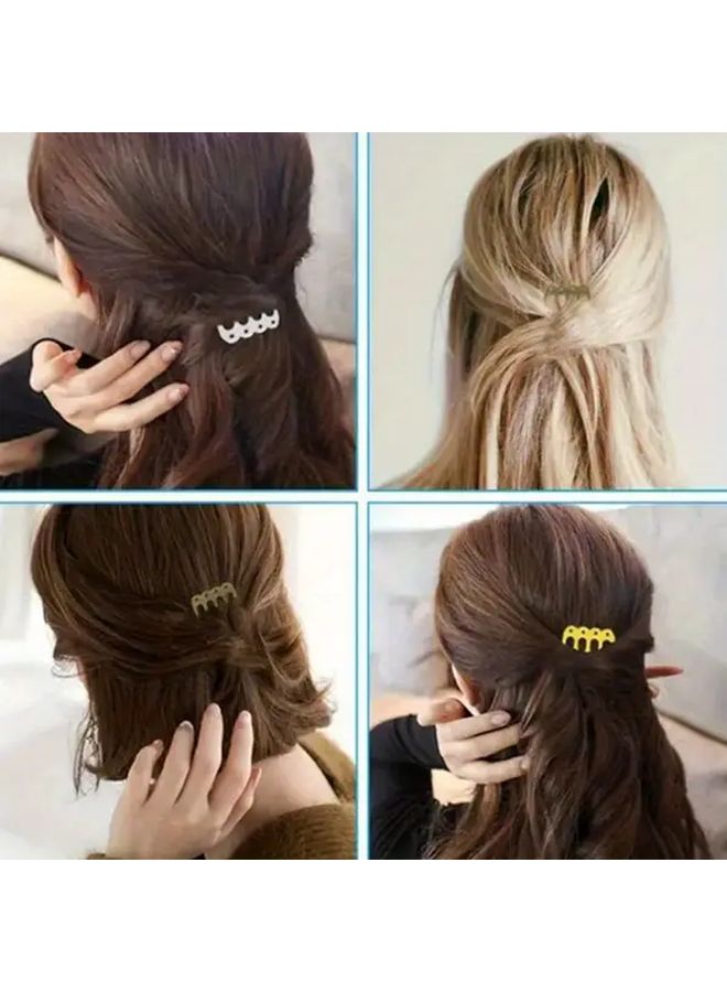 10pcs Golden Metal Hair Combs With 5 Teeth Hole Design For Detangling Braids DIY - Image 2