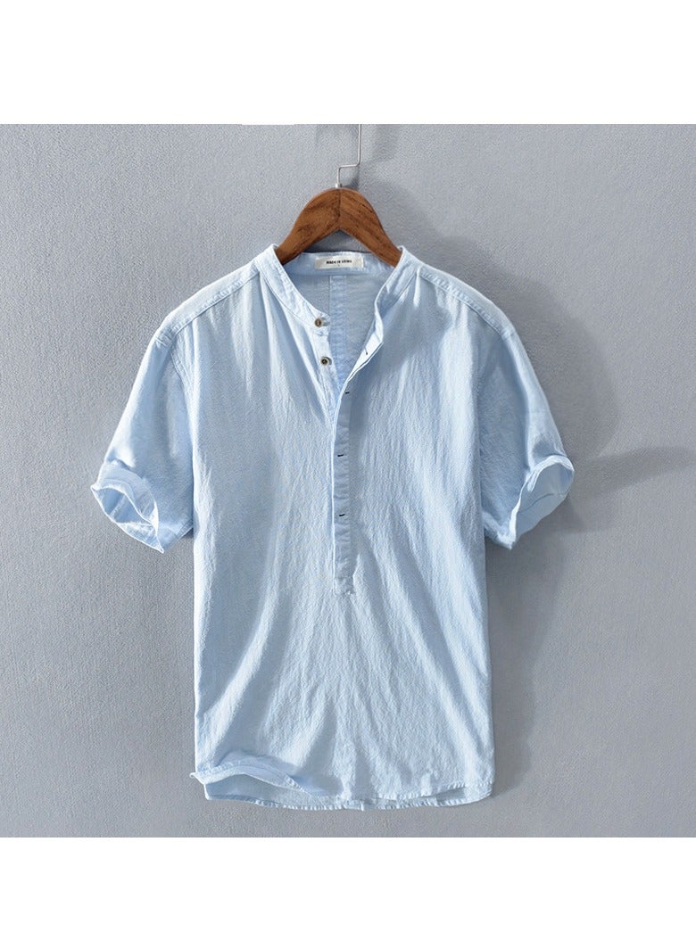 Men's Cotton And Linen Short Sleeved Shirt  - Image 1