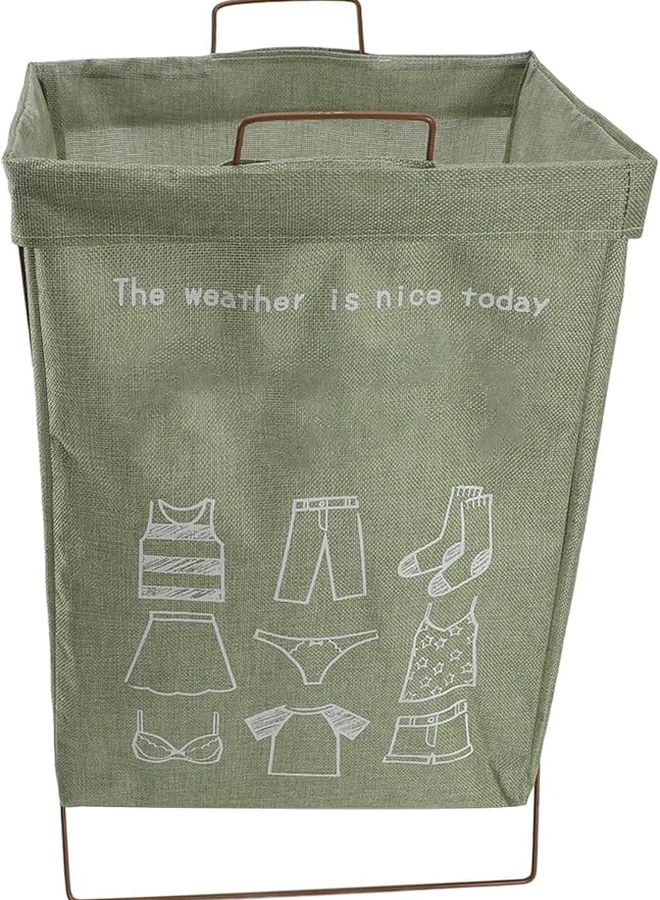 Large Green Collapsible Metal X Frame Laundry Basket With Bag For Dorm Apartment Organization - Image 3
