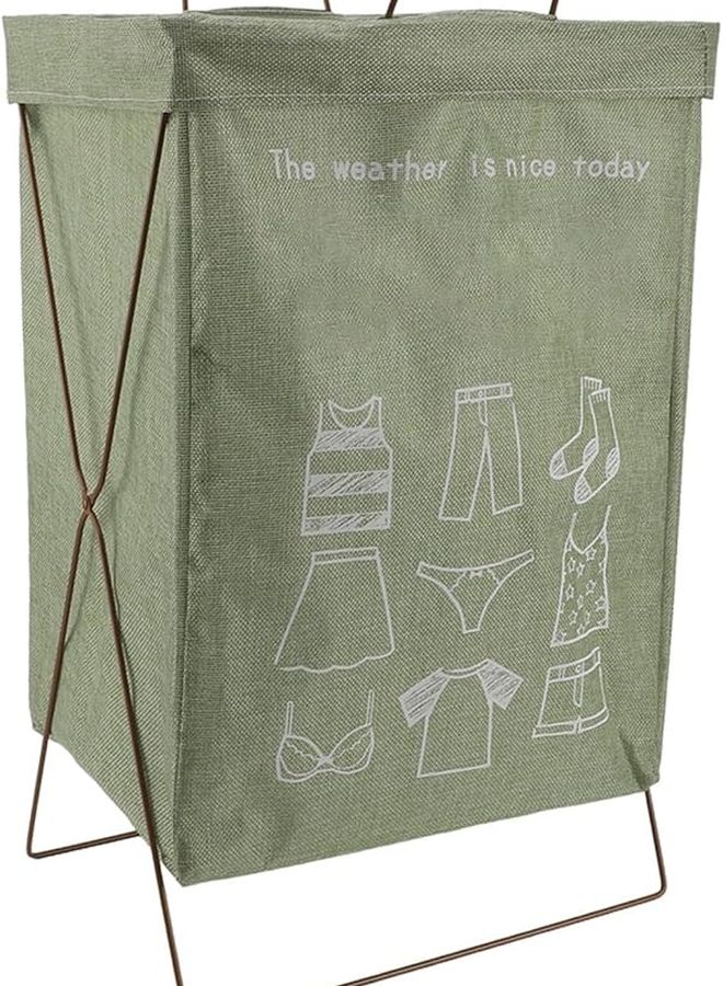 Large Green Collapsible Metal X Frame Laundry Basket With Bag For Dorm Apartment Organization - Image 5