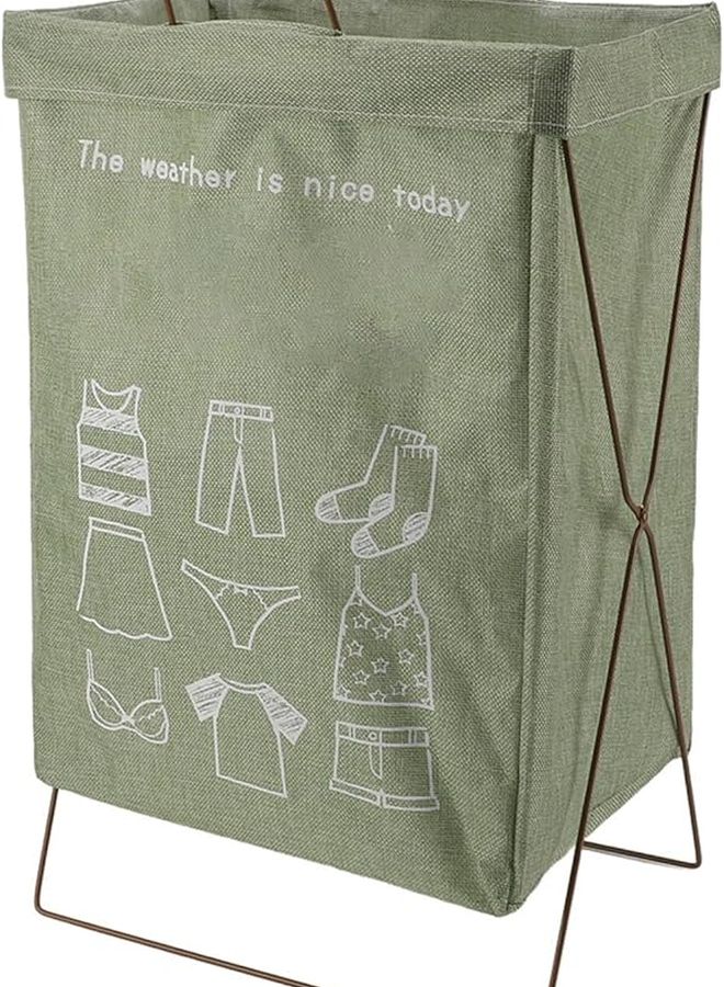 Large Green Collapsible Metal X Frame Laundry Basket With Bag For Dorm Apartment Organization - Image 4