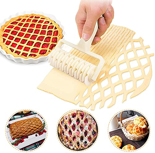 Aonagi Lattice Roller Cutter, Pie Pizza Cookie Dough Roller Lattice Household Baking Pastry Tools(Plastic lattice cutter) - Image 1