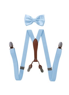 Generic Fashionable Trendy Unisex Elastic Adjustable Suspenders Anti-slip Universal Bib Pants For Adults Kids Loose Fitting Light Blue 