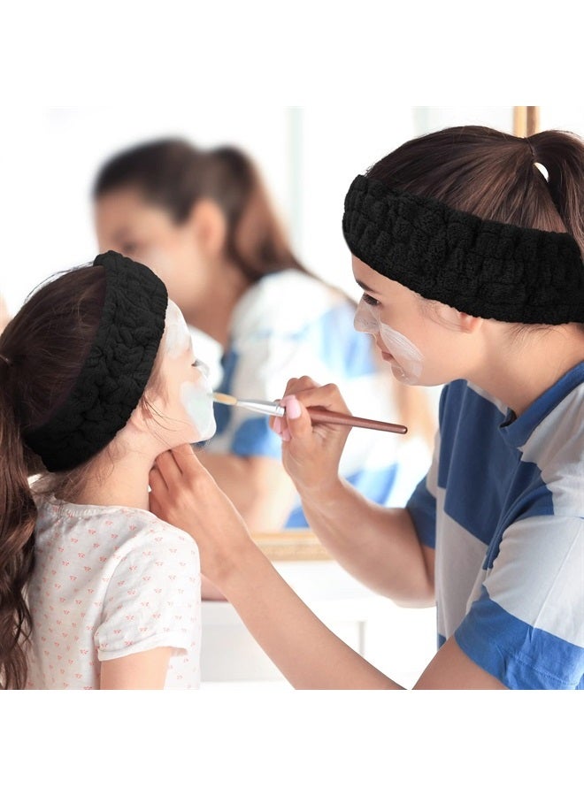 Chuangdi 3 Pieces Spa Facial Headband for Makeup and Washing Face Terry Cloth Hairband Yoga Sports Shower Facial Elastic Head Band Wrap for Girls and Women (Black) - Image 4