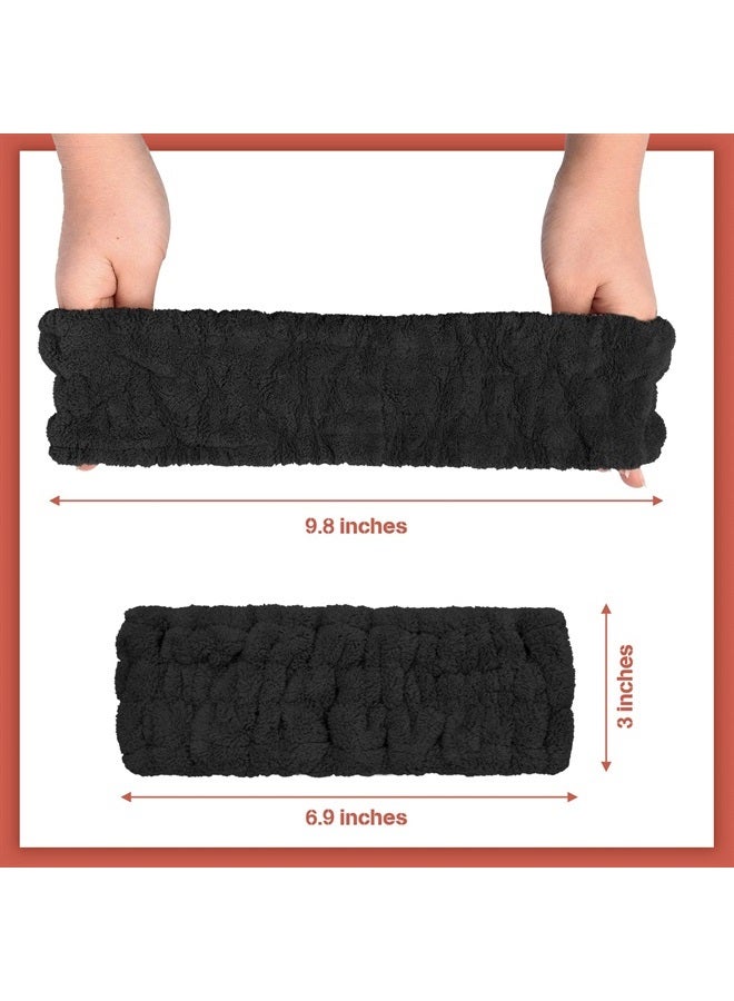 Chuangdi 3 Pieces Spa Facial Headband for Makeup and Washing Face Terry Cloth Hairband Yoga Sports Shower Facial Elastic Head Band Wrap for Girls and Women (Black) - Image 2