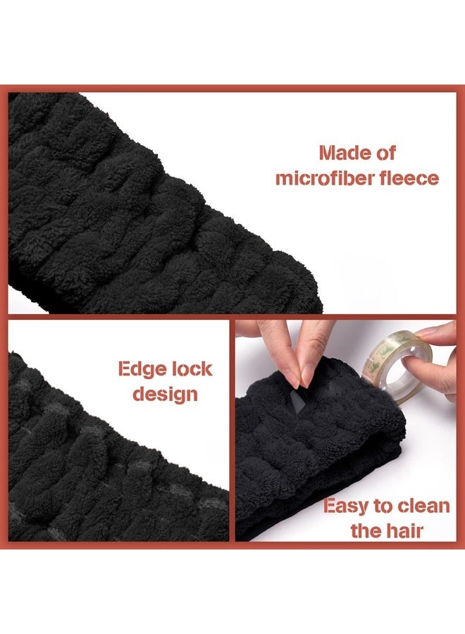 Chuangdi 3 Pieces Spa Facial Headband for Makeup and Washing Face Terry Cloth Hairband Yoga Sports Shower Facial Elastic Head Band Wrap for Girls and Women (Black) - Image 3