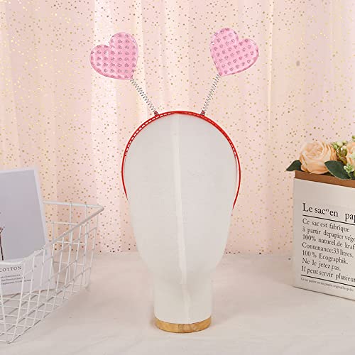 Hosfairy 2Pcs Red Love Heart Shaped Headbands Valentine's Day Hair Hoop Hair Loop Hair Clasp Hair Band Hair Accessories Dress Accessories for Valentine Party Props - Image 2