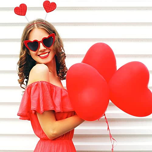 Hosfairy 2Pcs Red Love Heart Shaped Headbands Valentine's Day Hair Hoop Hair Loop Hair Clasp Hair Band Hair Accessories Dress Accessories for Valentine Party Props - Image 5