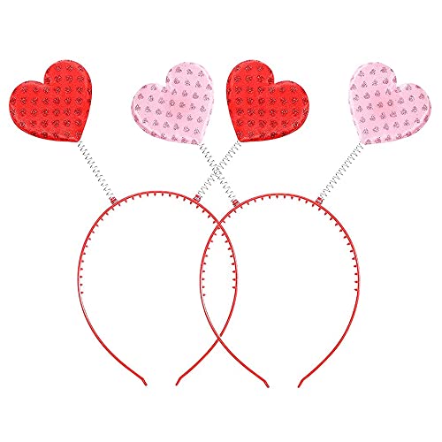 Hosfairy 2Pcs Red Love Heart Shaped Headbands Valentine's Day Hair Hoop Hair Loop Hair Clasp Hair Band Hair Accessories Dress Accessories for Valentine Party Props - Image 1