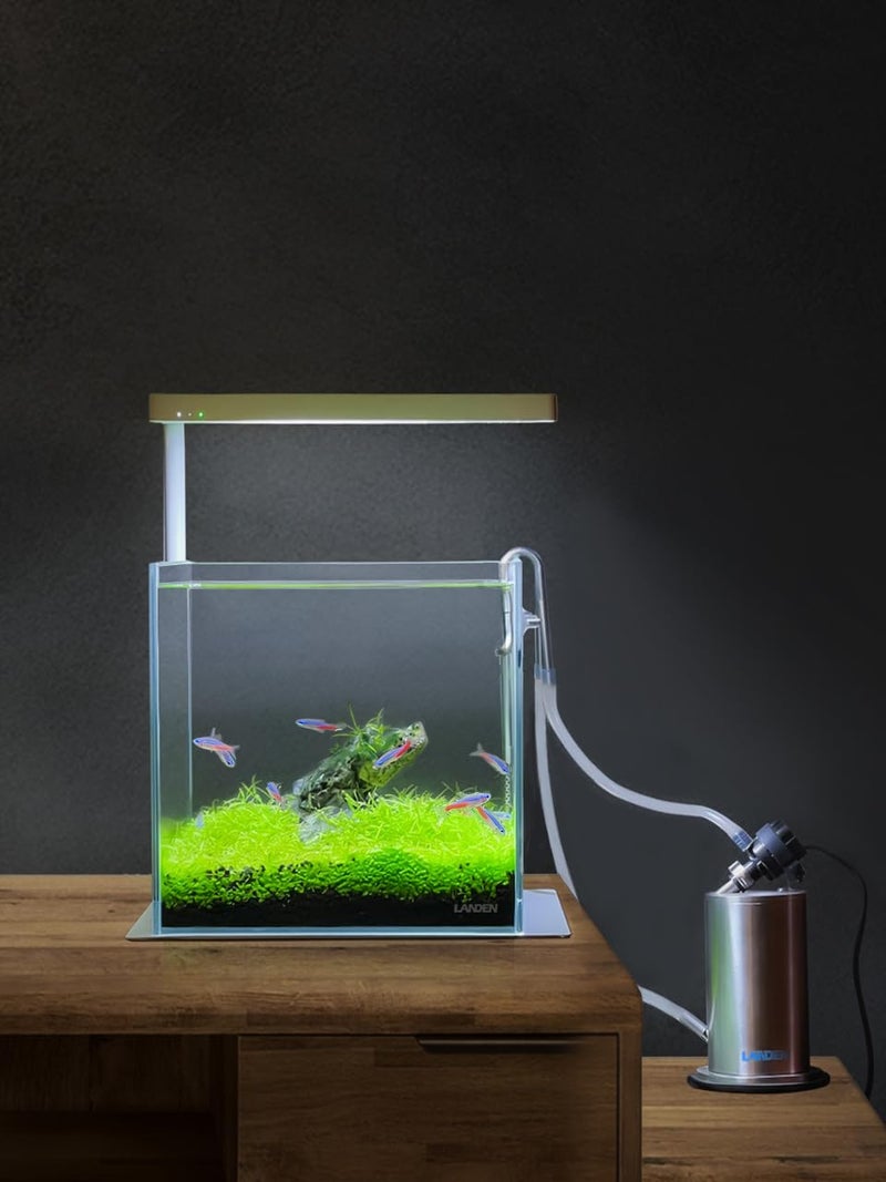 LANDEN 20C 2 Gallon Cube Rimless Low Iron Clear Aquarium Tank, All Glass Aquarium,Small Betta Fish Tank,W7.8×D7.8×H7.8 in(20x20x20cm) 5mm Thickness with Nano Foam Leveling Mat - Image 3