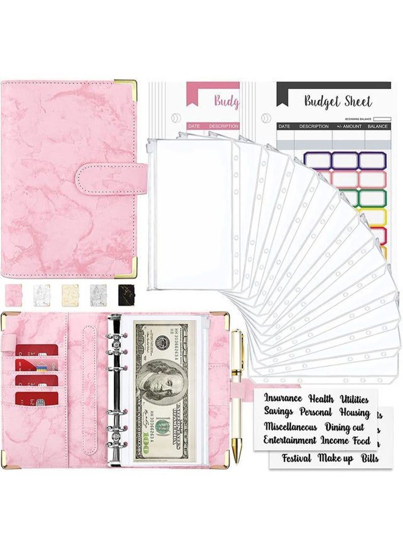 Y&D Budget Binder with Zipper Envelopes, 14Pcs Binder, Cash Envelopes for Budgeting, Money Organizer Cash, Planner Wallet Accessories Small Handbags (Pink)  - Image 3