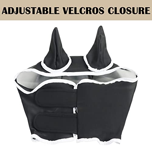 SAGUD Fly Mask with Ears for Horses Soft Stretchy Mesh Horse Face Cover, Breathable Eye Protection Fly Masks UV Protective Horse Supplies (Black, L) - Image 4
