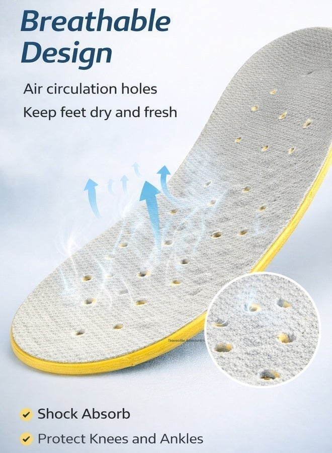 Breathable Memory Foam Gel Insoles for Men and Women – Shock Absorption, Arch Support, Odor Control, Cushioning for Running, Walking & Work Shoes (Sizes 37-44) - Image 2