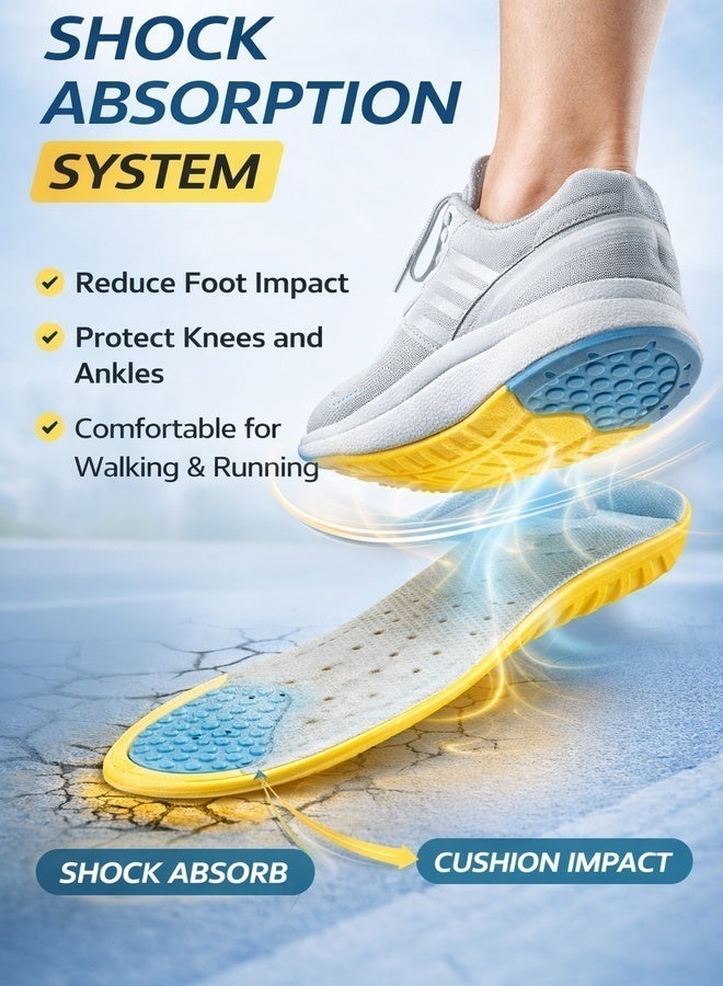Breathable Memory Foam Gel Insoles for Men and Women – Shock Absorption, Arch Support, Odor Control, Cushioning for Running, Walking & Work Shoes (Sizes 37-44) - Image 4