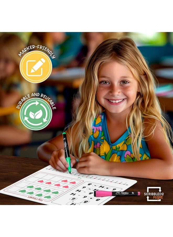 Scribbledo Number Bonds 9”X12” Small White Board Dry Erase Sheets Math Manipulatives Number Chart Ten Frame Number Line Math Supplies Teacher Students Classroom Pack Of 10 Sheets  - Image 2