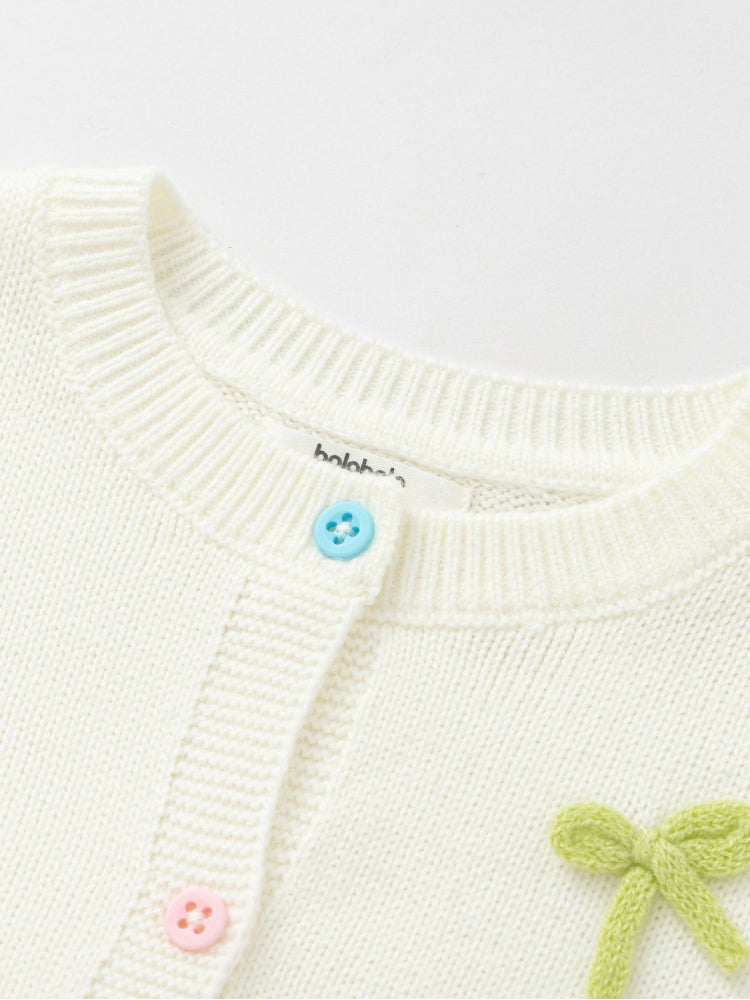 بالابالا كارديغان محبوك بأزرار أمامية للبنات - Image 3