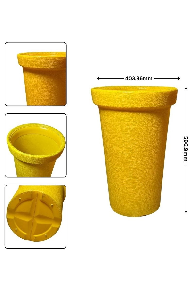 SNH Durable Plastic flower Pot - Versatile Outdoor & Indoor Plant Containers,Perfect For gardening & Nursery use 16 Inch Large - Yellow Colour - Image 2