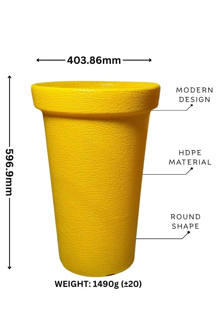 SNH Durable Plastic flower Pot - Versatile Outdoor & Indoor Plant Containers,Perfect For gardening & Nursery use 16 Inch Large - Yellow Colour - Image 1