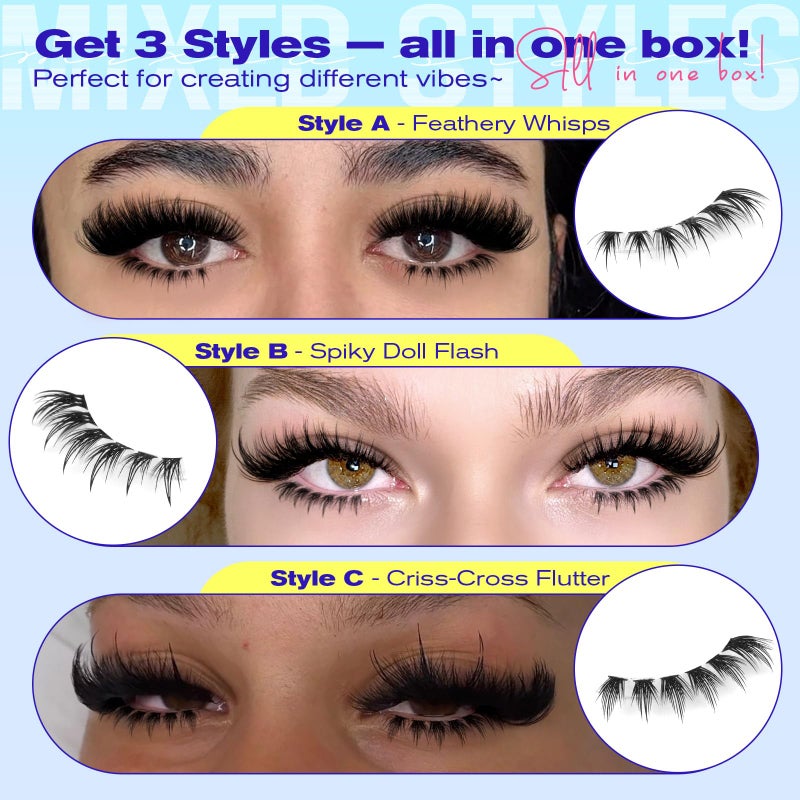 calphdiar Spiky Bottom Lashes Individual Thick Volume Bottom Lash Clusters Manga Lower Eyelash Extensions 6-8MM Wispy Bottom Cluster Lashes 240pcs DIY Bottom Lash Extension at Home by calphdiar - Image 4