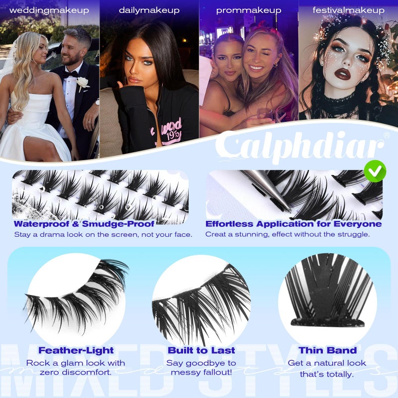 calphdiar Spiky Bottom Lashes Individual Thick Volume Bottom Lash Clusters Manga Lower Eyelash Extensions 6-8MM Wispy Bottom Cluster Lashes 240pcs DIY Bottom Lash Extension at Home by calphdiar - Image 5