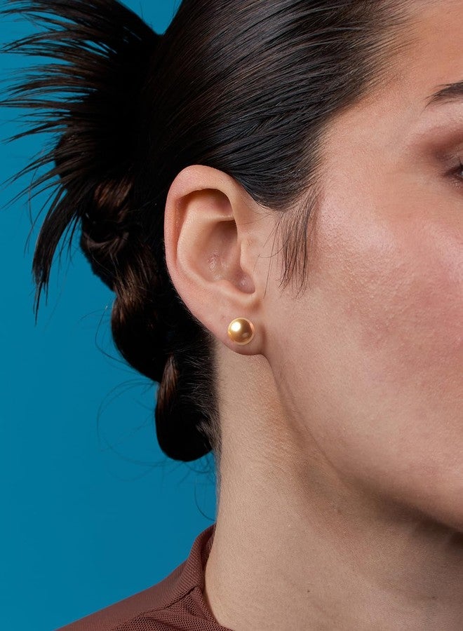 مينوتيا أقراط مرصعة باللؤلؤ البني الصناعي المطلي بالذهب عيار 18 قيراطًا من مينوتيا للنساء والفتيات MNT0574_BRWNPEARL_G - Image 5