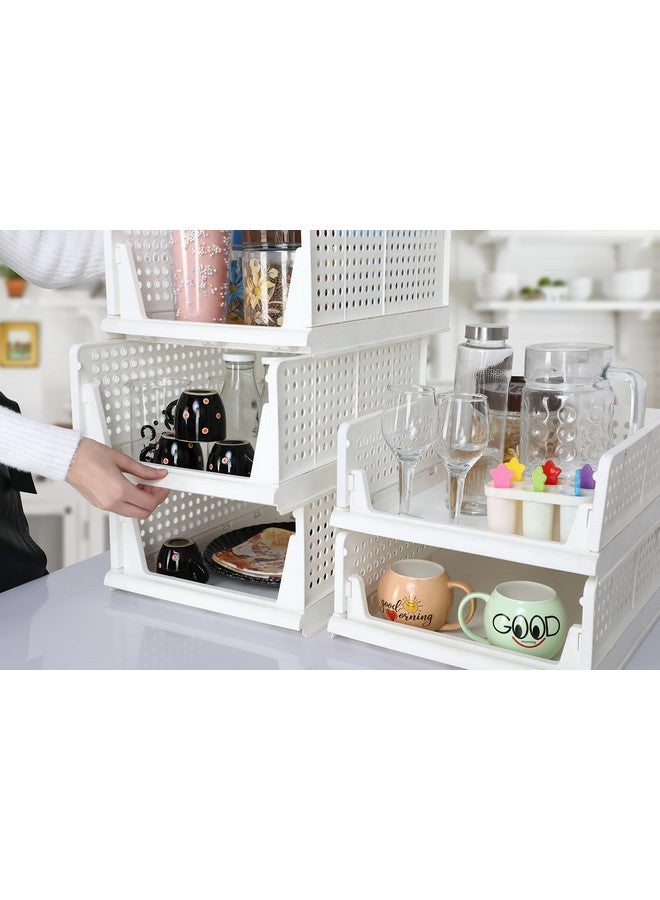 JEYANG Folding Wardrobe Organizer Plastic Stackable Clothe Closet Self Storage Container, Rectangular Cupboard For Kitchen, Home And Bathroom (White) (Pack Of 5 (Large White)), 44.5 X 33.5 X18.5 cm - Image 2
