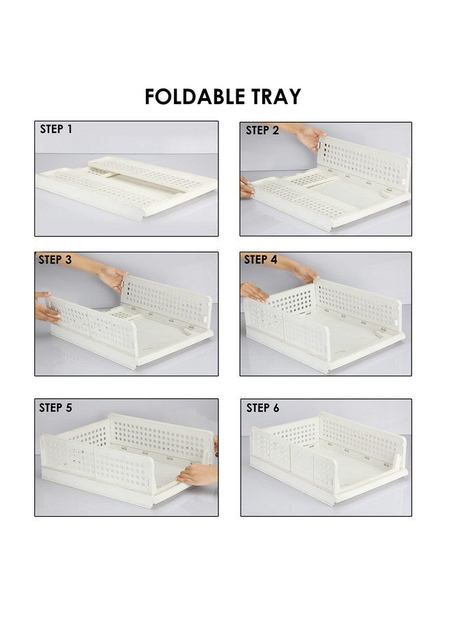 JEYANG Folding Wardrobe Organizer Plastic Stackable Clothe Closet Self Storage Container, Rectangular Cupboard For Kitchen, Home And Bathroom (White) (Pack Of 5 (Large White)), 44.5 X 33.5 X18.5 cm - Image 3