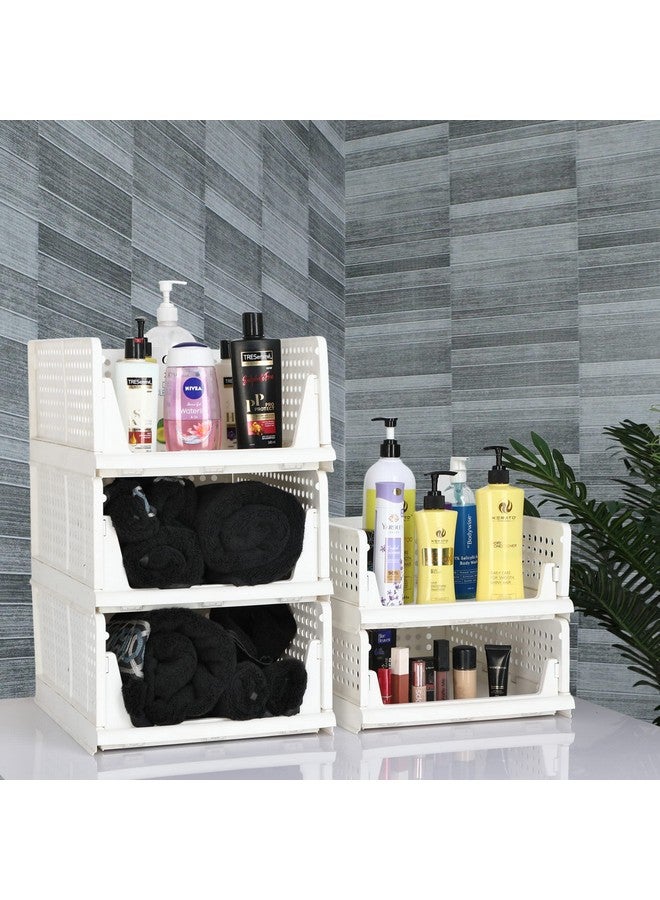 JEYANG Folding Wardrobe Organizer Plastic Stackable Clothe Closet Self Storage Container, Rectangular Cupboard For Kitchen, Home And Bathroom (White) (Pack Of 5 (Large White)), 44.5 X 33.5 X18.5 cm - Image 5
