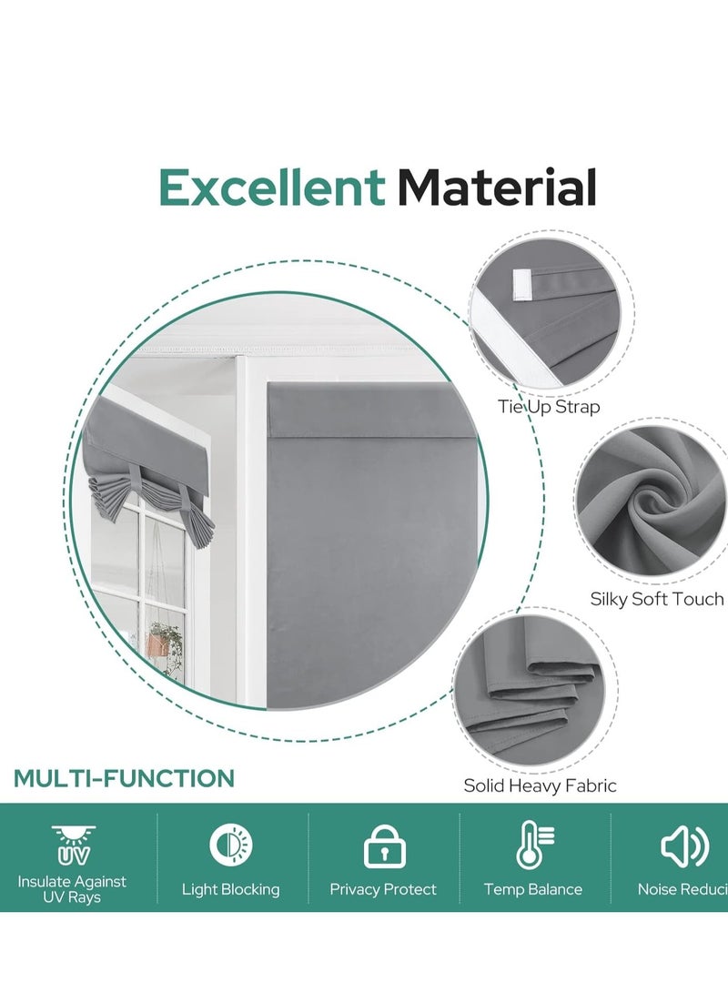 SYOSI ستائر أبواب الخصوصية أسود زجاجية فرنسية 26 × 68 بوصة تعتيم الغرفة معزولة حرارياً مع شرائط للنافذة لغرفة النوم لوحة واحدة رمادية - Image 5