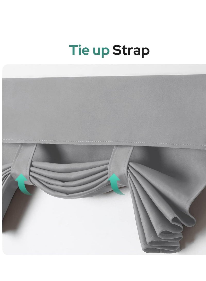 SYOSI ستائر أبواب الخصوصية أسود زجاجية فرنسية 26 × 68 بوصة تعتيم الغرفة معزولة حرارياً مع شرائط للنافذة لغرفة النوم لوحة واحدة رمادية - Image 4