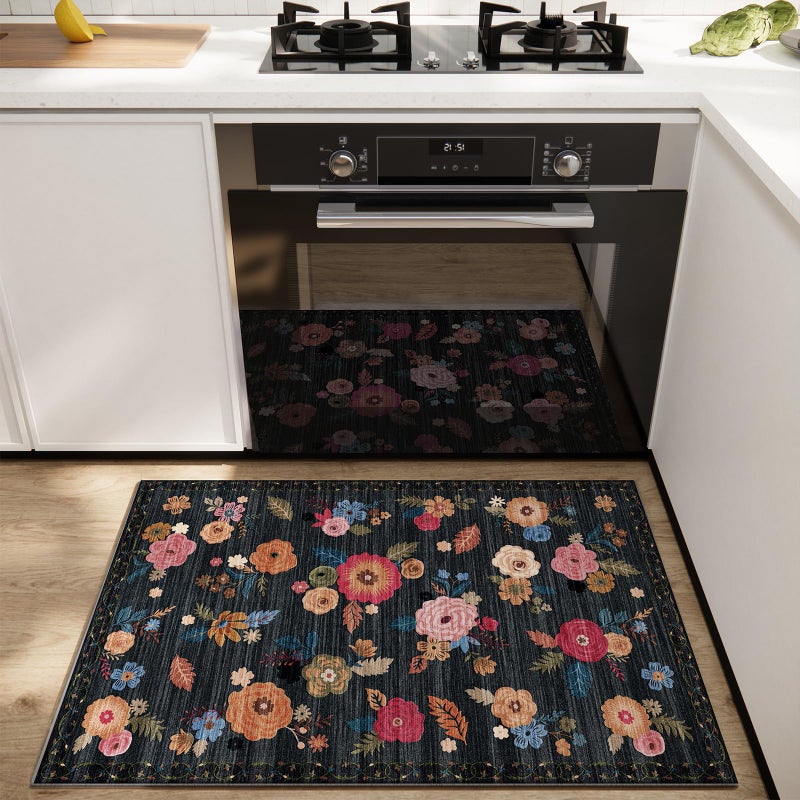 palohom Washable Small Entryway Area Rugs: 2'x3' Floral Rug Non Slip Door Mat Indoor Entrance Stain Resistance Low Pile Throw Rugs for Inside Front Door Floor Bedroom Bedside Kitchen Nursery Kids Room Entry - Image 1