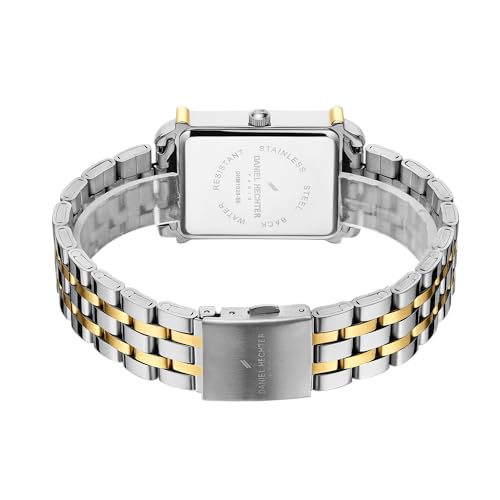 Daniel Hechter Paris Etoile Collection Watch for Men Two-Tone Analog Watch Silver Rectangular Dial, Gold & Silver Stainless Steel Strap, Day & Date Display, Quartz Movement Stylish Formal - Image 5