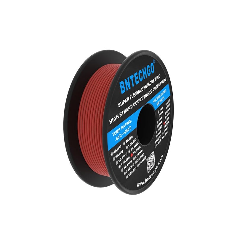 BNTECHGO 18 Gauge Silicone Wire Spool 250 ft Red Flexible 18 AWG Stranded Tinned Copper Wire - Image 2