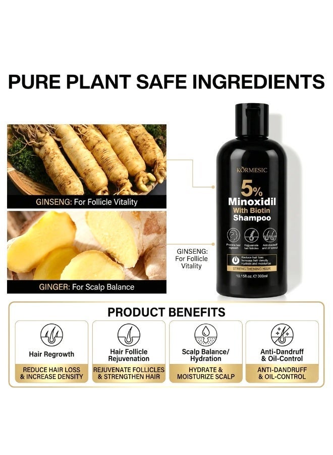 Kormesic 5% Deep Repair Shampoo 300ml: Strengthens hair roots, reduces breakage, controls oil, removes dandruff, and nourishes the scalp. - Image 3