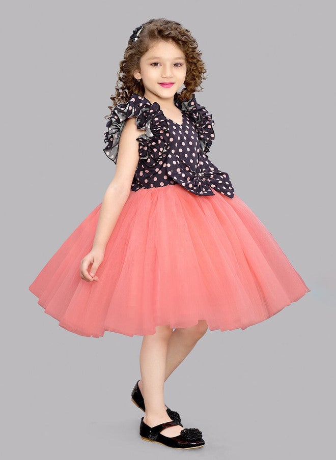 PinkChick Polka Dot Fit & Flare Dress for Girls - Image 3